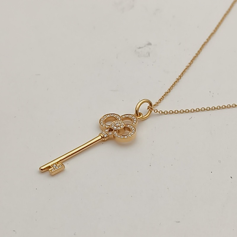 TIFFANY&CO TiffanyKeys皇冠鑰匙項鏈中號半鑽18K玫瑰金/鑽石-1