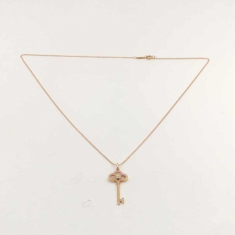 TIFFANY&CO TiffanyKeys皇冠鑰匙項鏈中號半鑽18K玫瑰金/鑽石-4
