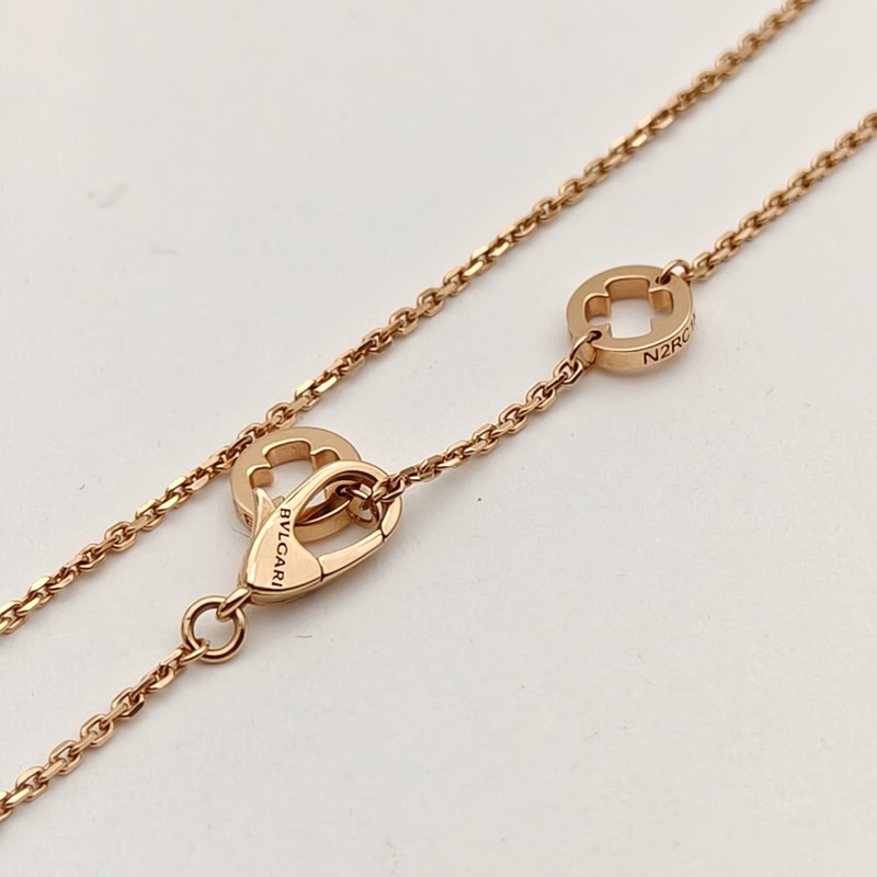 BVLGARI 18K玫瑰金鑽石Fiorever系列詠綻四葉草項鏈-3
