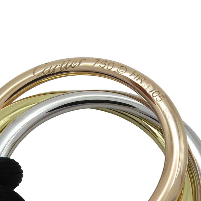 18K 三色三金 黑色絲繩 Trinity 三環項鍊【Cartier 卡地亞】-5