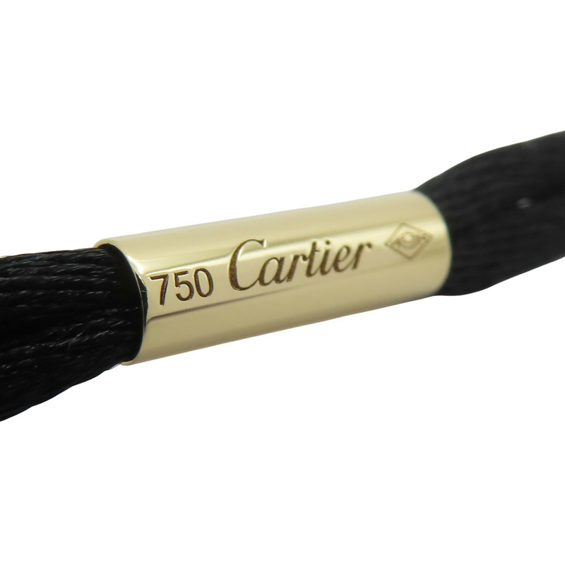 18K 三色三金 黑色絲繩 Trinity 三環項鍊【Cartier 卡地亞】-6