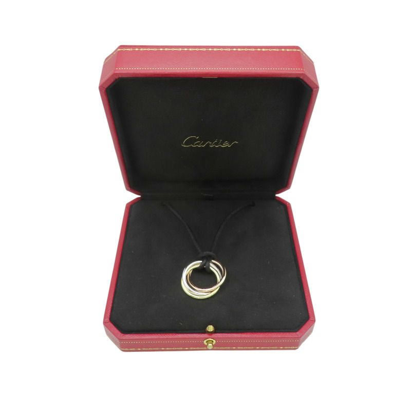 18K 三色三金 黑色絲繩 Trinity 三環項鍊【Cartier 卡地亞】-8