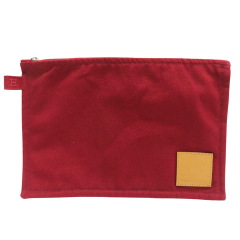 紅色帆布拉鍊手拿包【HERMES 愛馬仕】