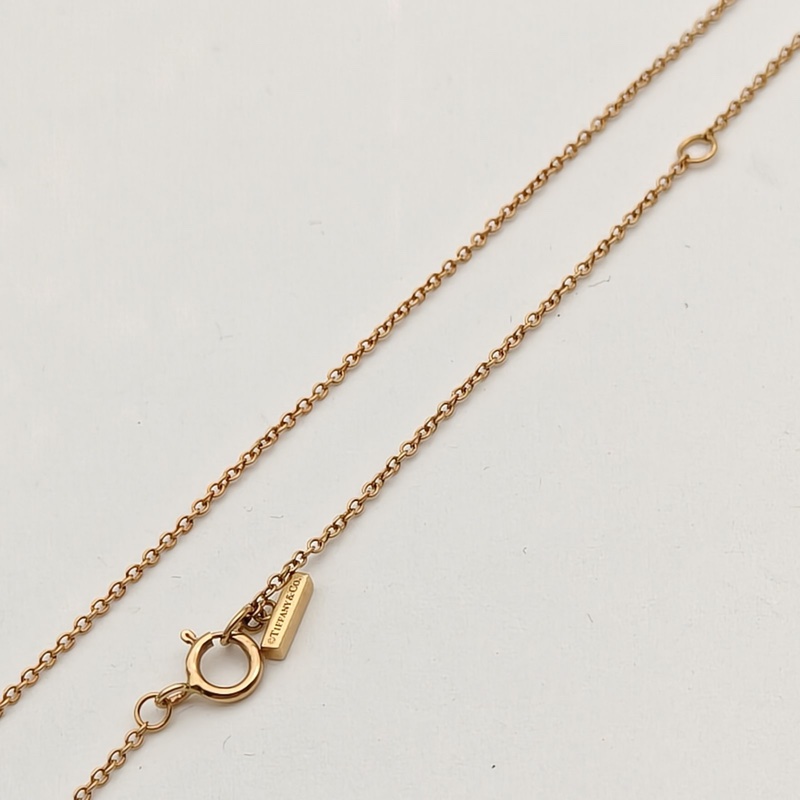 TIFFANY&CO 18K黃金鑽石紅玉髓TiffanyT雙T圈形項鏈大號-3