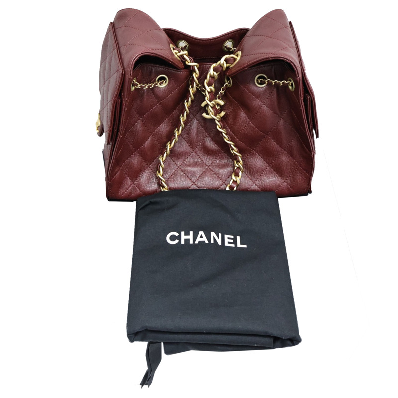 酒紅色 菱格紋 牛皮 25 小型 鍊帶 肩背包【CHANEL 香奈兒】 AS5293-11