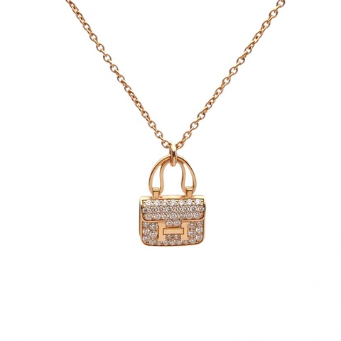 HERMES AmulettesConstance康康項鏈滿鑽新扣18K玫瑰金/鑽石
