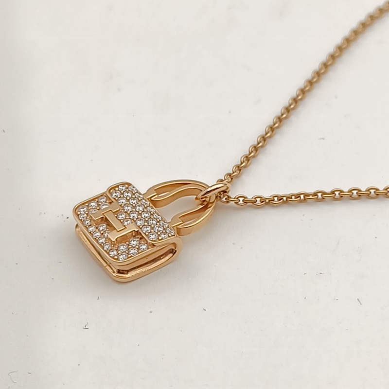 HERMES AmulettesConstance康康項鏈滿鑽新扣18K玫瑰金/鑽石-1