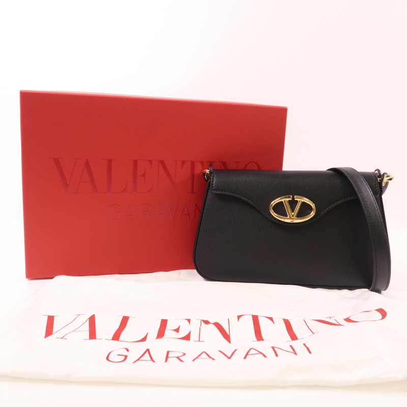Valentino 【激減優惠】牛皮皮革V Logo Cross Bag金扣肩背袋-11