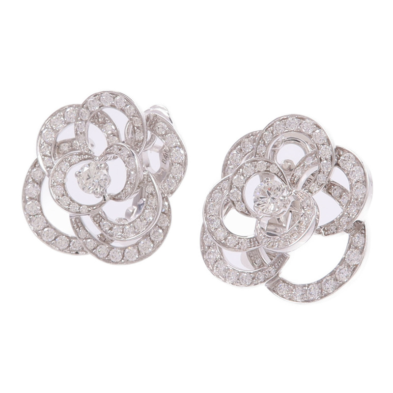 CHANEL 18K白金Fil De Camelia Earrings鑽石耳環-1