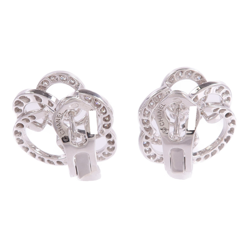 CHANEL 18K白金Fil De Camelia Earrings鑽石耳環-2