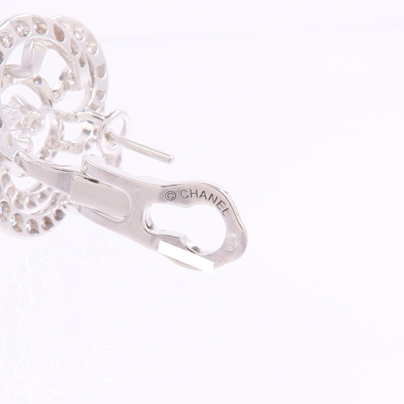 CHANEL 18K白金Fil De Camelia Earrings鑽石耳環-4