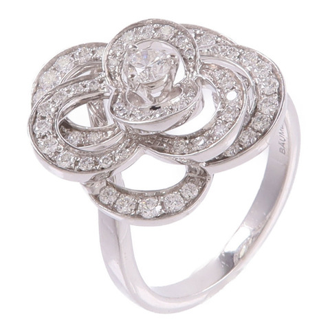 CHANEL 18K白金Camellia Ring鑽石戒指