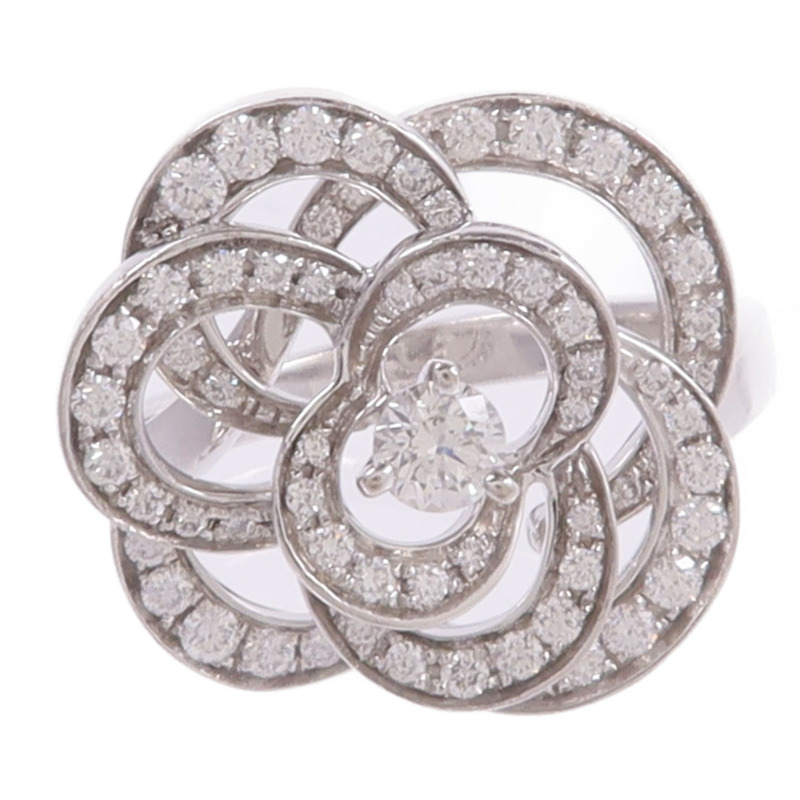 CHANEL 18K白金Camellia Ring鑽石戒指-1