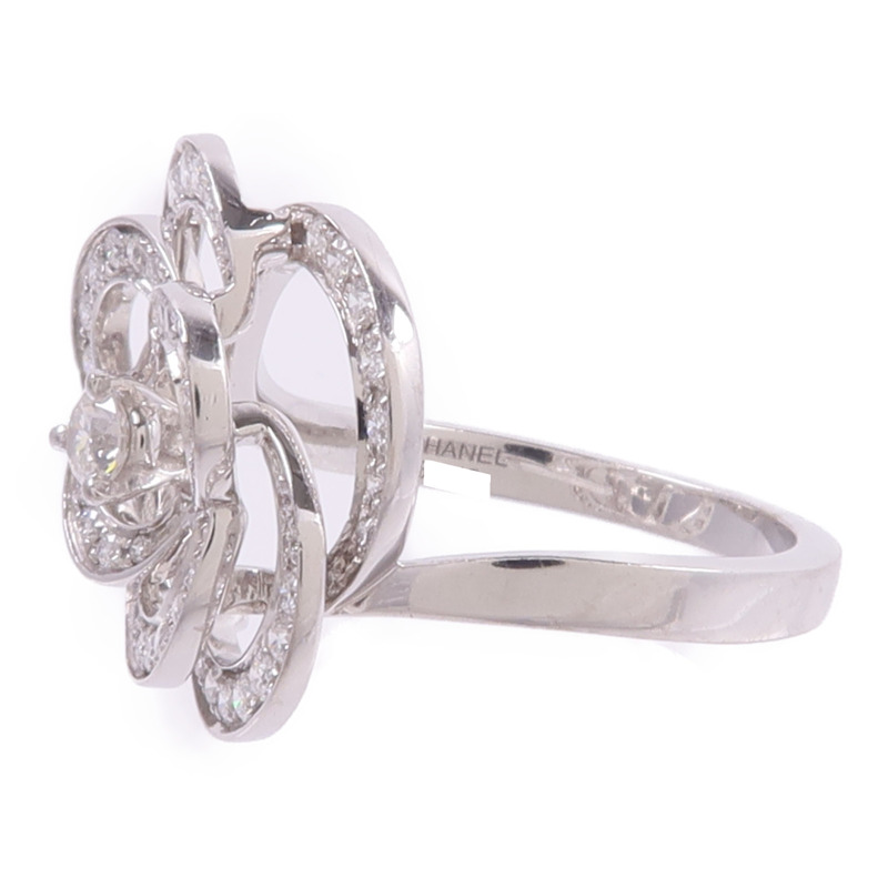CHANEL 18K白金Camellia Ring鑽石戒指-2