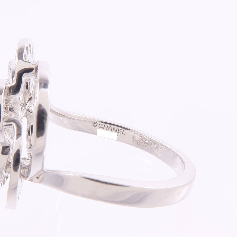 CHANEL 18K白金Camellia Ring鑽石戒指-5