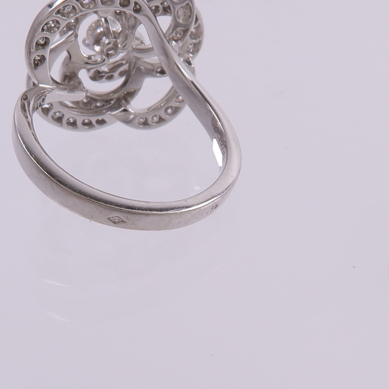 CHANEL 18K白金Camellia Ring鑽石戒指-6