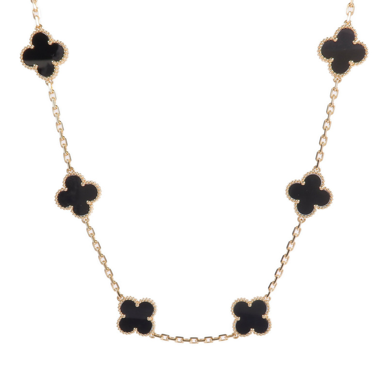 Van Cleef & Arpels 18K黃金Vintage Alhambra 10 Motifs Necklace縞瑪瑙項鍊-1