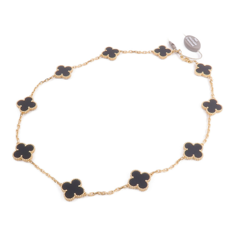 Van Cleef & Arpels 18K黃金Vintage Alhambra 10 Motifs Necklace縞瑪瑙項鍊-3