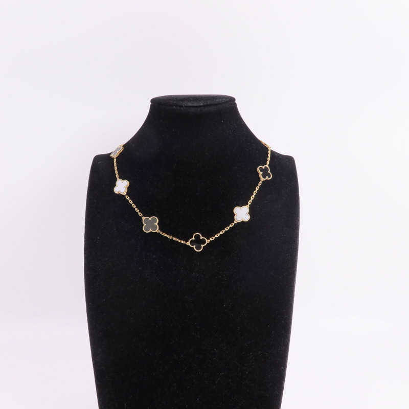Van Cleef & Arpels 18K黃金Vintage Alhambra 10 Motifs Necklace縞瑪瑙項鍊-8