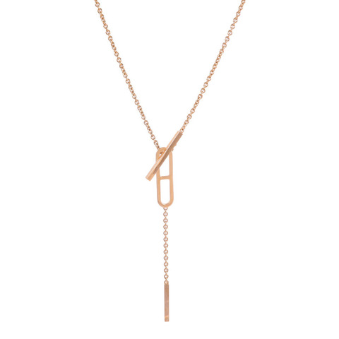 HERMES 18K玫瑰金Chaine d'ancre Necklace項鍊