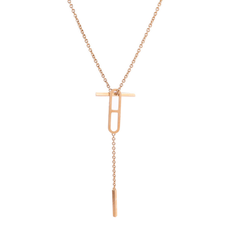 HERMES 18K玫瑰金Chaine d'ancre Necklace項鍊-1