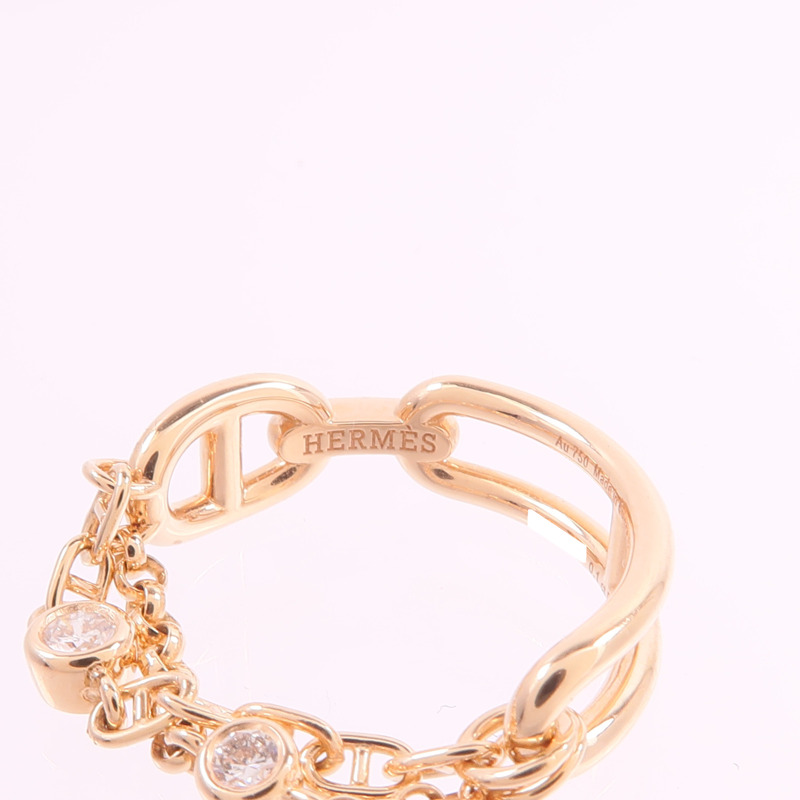 HERMES 18K玫瑰金Chaine d'ancre Chaos Ring鑽石戒指-3