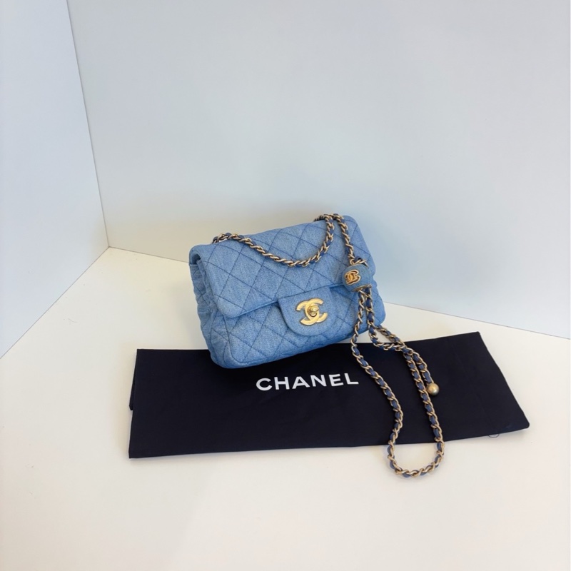 99✨ Chanel香奈兒 牛仔CF金球方胖子 斜背包 芯片款-2