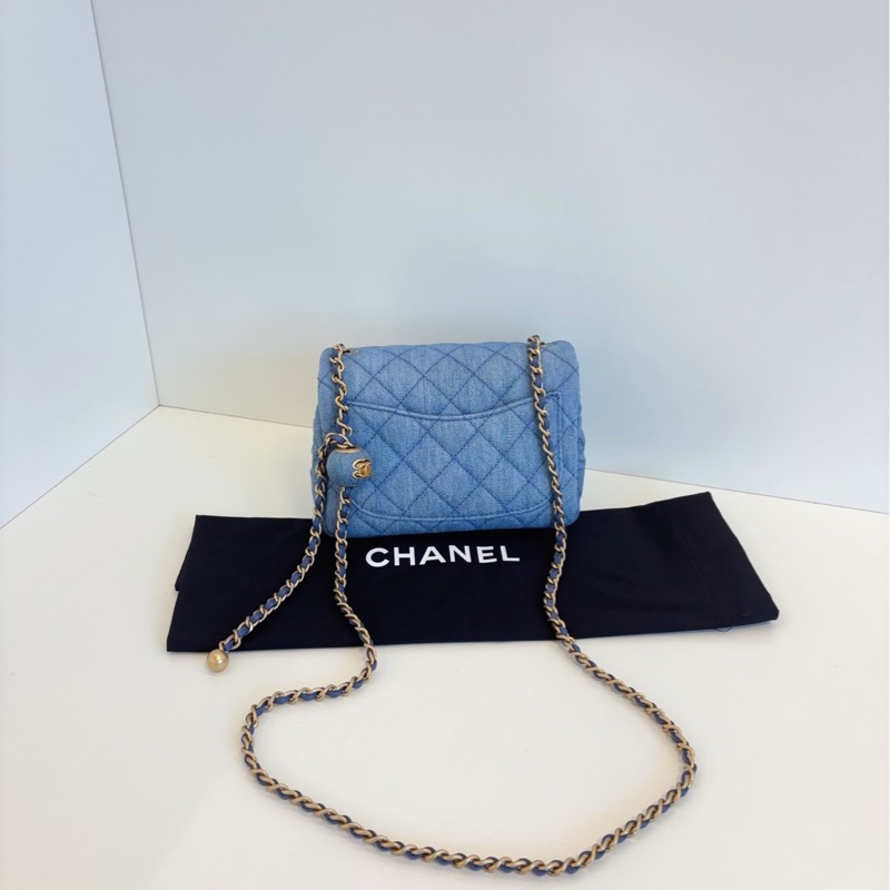 99✨ Chanel香奈兒 牛仔CF金球方胖子 斜背包 芯片款-3