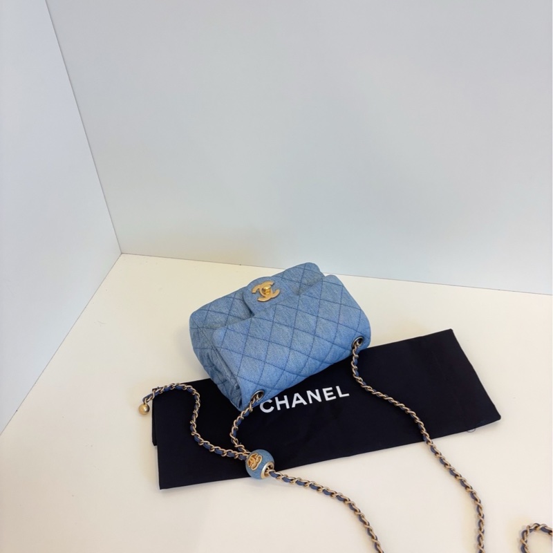 99✨ Chanel香奈兒 牛仔CF金球方胖子 斜背包 芯片款-5
