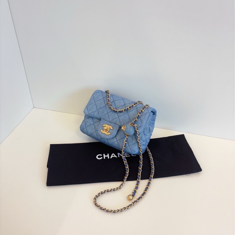 99✨ Chanel香奈兒 牛仔CF金球方胖子 斜背包 芯片款-6