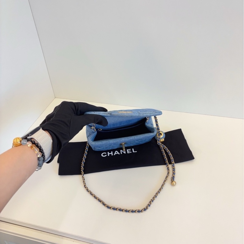 99✨ Chanel香奈兒 牛仔CF金球方胖子 斜背包 芯片款-7