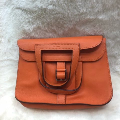 Hermes Mini Halzan 橙色 Swift 皮 A stamp XC511
