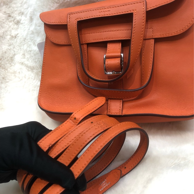 Hermes Mini Halzan 橙色 Swift 皮 A stamp XC511-7