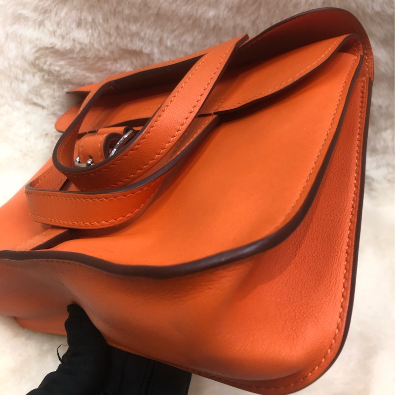 Hermes Mini Halzan 橙色 Swift 皮 A stamp XC511-17