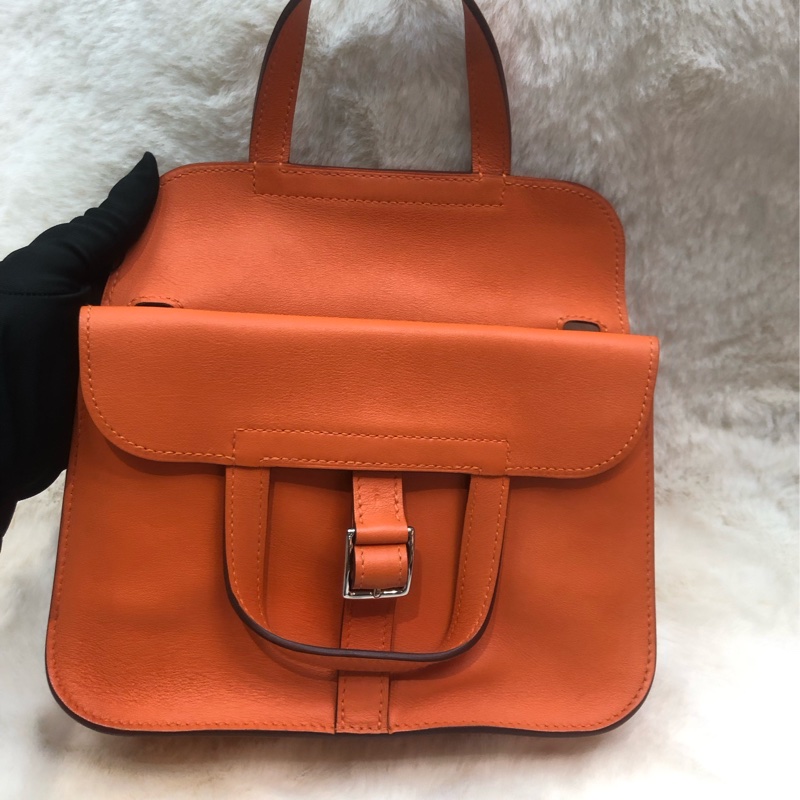 Hermes Mini Halzan 橙色 Swift 皮 A stamp XC511-18