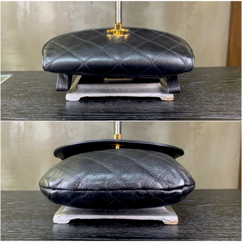 香奈兒黑色經典菱格雙絎縫腰包（With Belt 附原裝腰帶） Chanel Vintage Belt Bag With 24k CC Turn Lock In Black-3