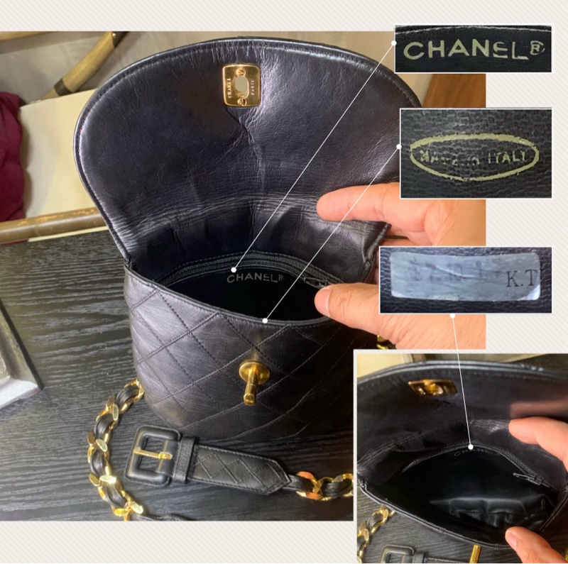 香奈兒黑色經典菱格雙絎縫腰包（With Belt 附原裝腰帶） Chanel Vintage Belt Bag With 24k CC Turn Lock In Black-6