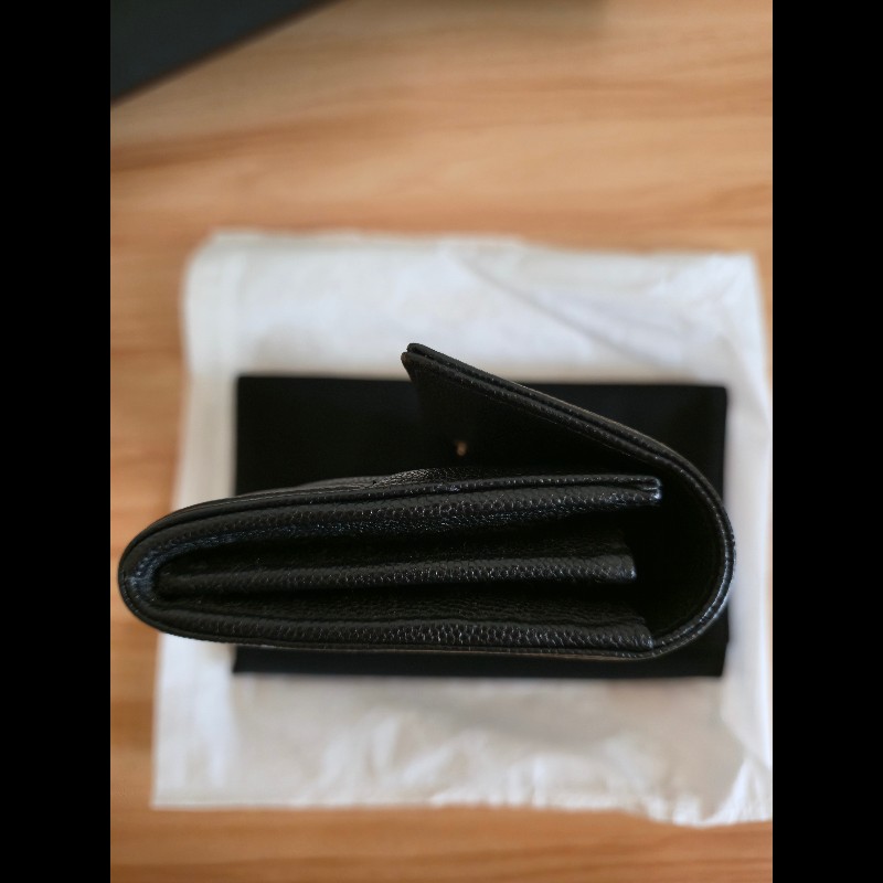 CHANEL Boy 黑金菱格紋小牛皮長夾-4