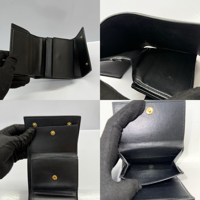 CELINE 黑色牛皮TRIFOLD COMPACT三折扣式短夾-5