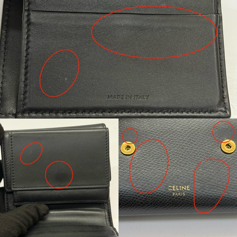 CELINE 黑色牛皮TRIFOLD COMPACT三折扣式短夾-7
