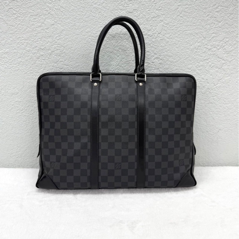 LV 棋盤格 黑色 公文包-1