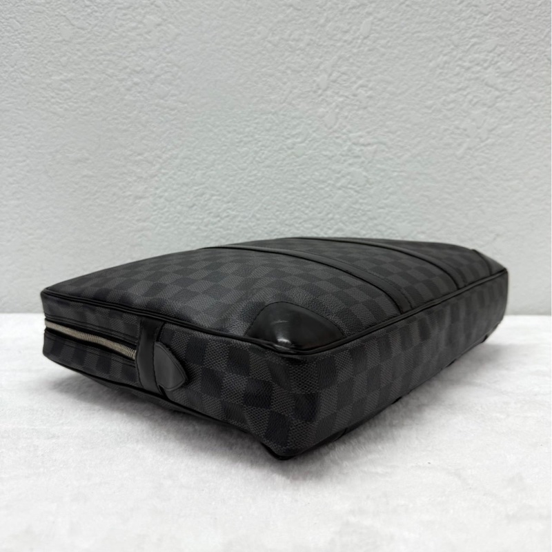 LV 棋盤格 黑色 公文包-5