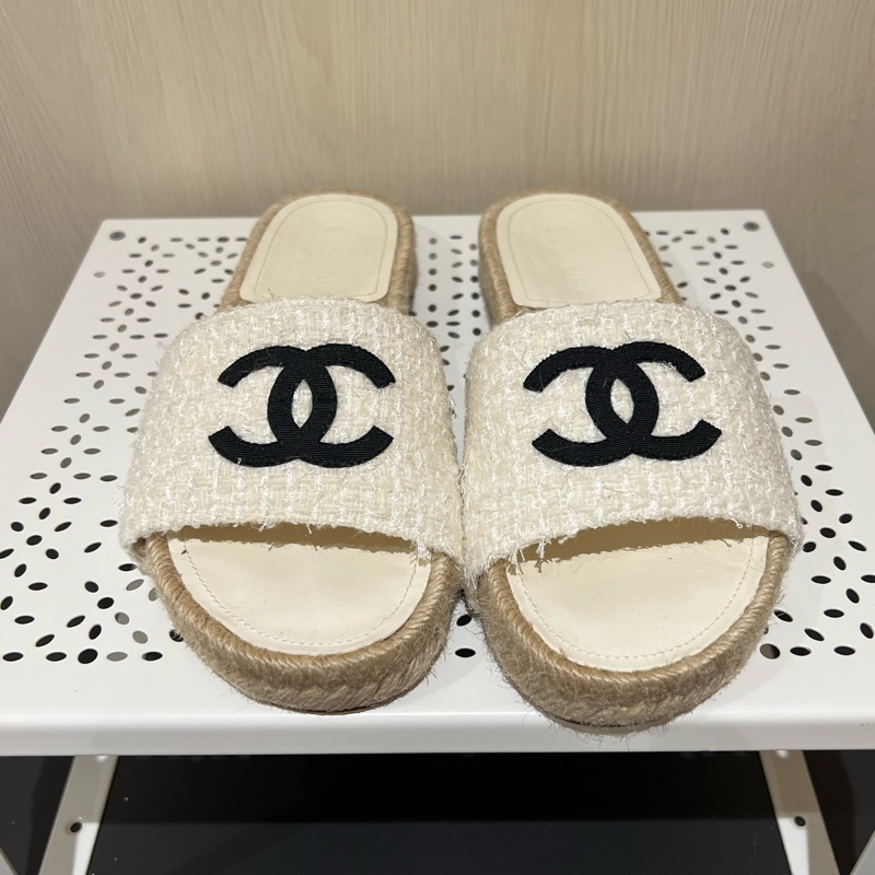 Chanel 大雙C logo草編拖鞋 夏天必備-0