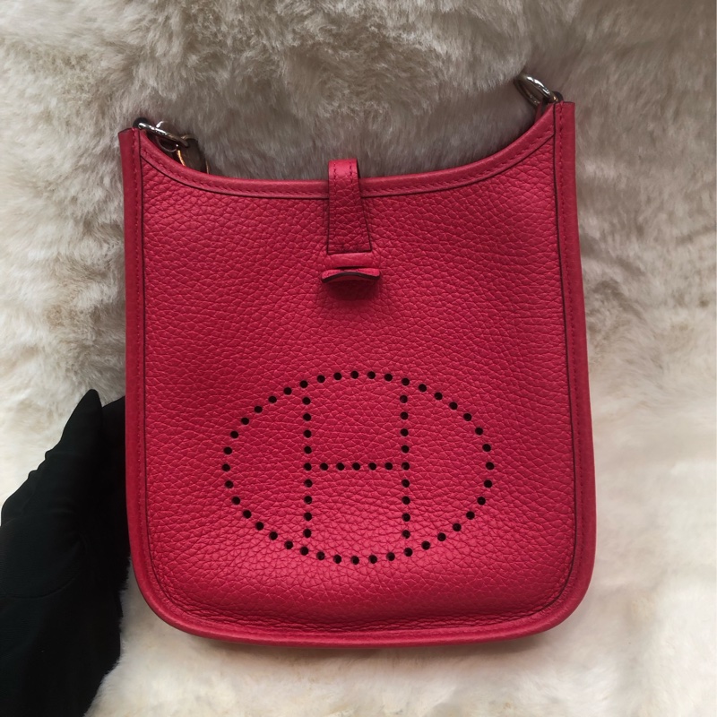 Hermes Mini Evelyn 16 桃紅色 TC皮 Y stamp XC510-1