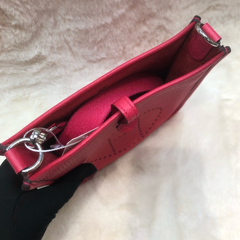 Hermes Mini Evelyn 16 桃紅色 TC皮 Y stamp XC510-4