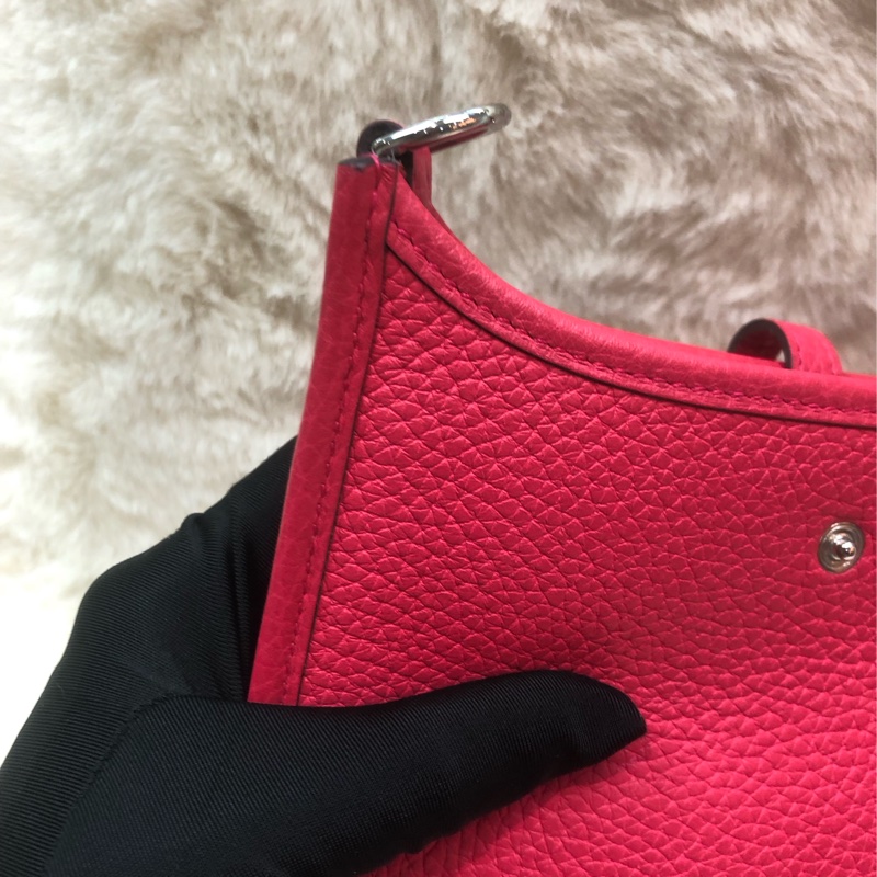 Hermes Mini Evelyn 16 桃紅色 TC皮 Y stamp XC510-13