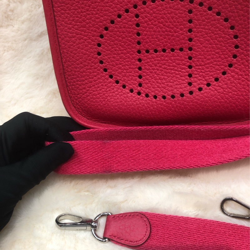 Hermes Mini Evelyn 16 桃紅色 TC皮 Y stamp XC510-17