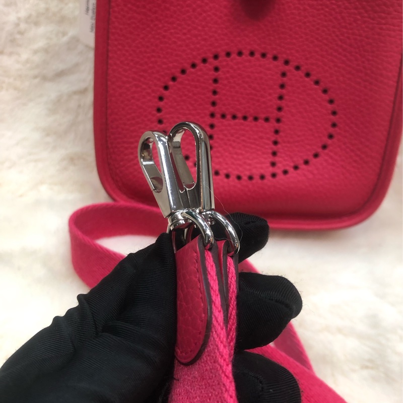 Hermes Mini Evelyn 16 桃紅色 TC皮 Y stamp XC510-18