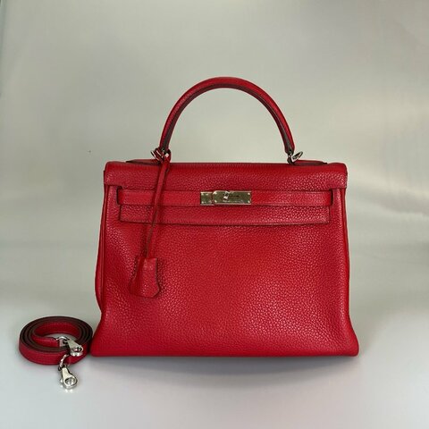 HERMES □Q刻 紅銀扣KELLY32 包