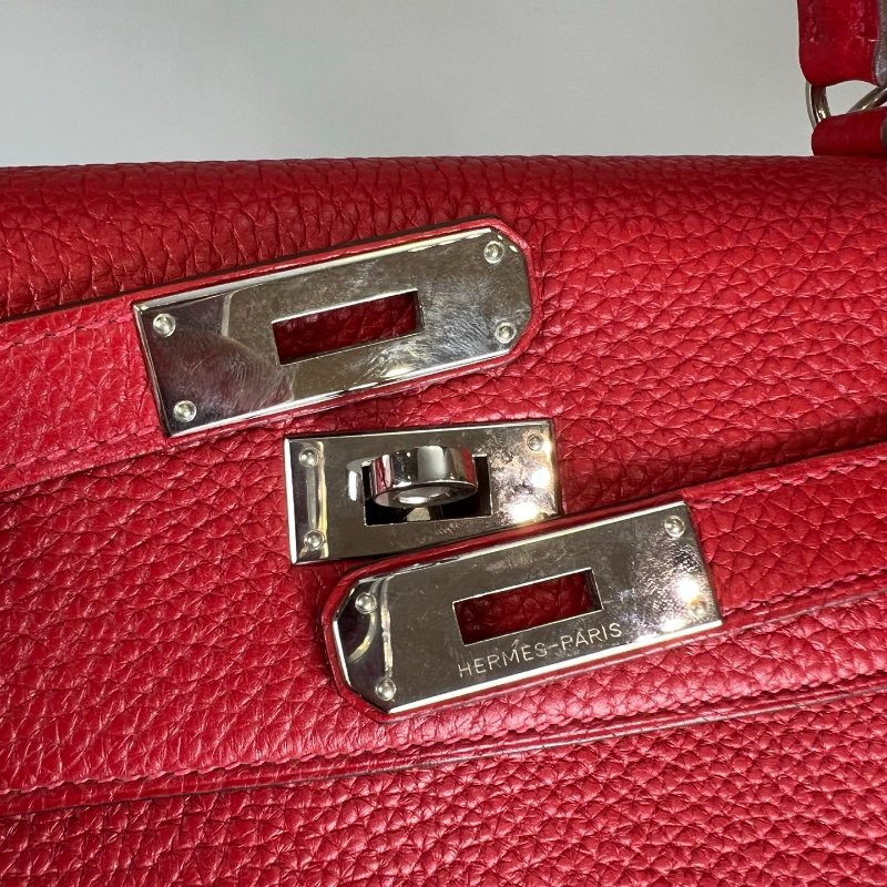 HERMES □Q刻 紅銀扣KELLY32 包-9